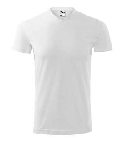 MALFINI HEAVY V-NECK Unisex T-shirt in white - promotional clothing printed with your company logo