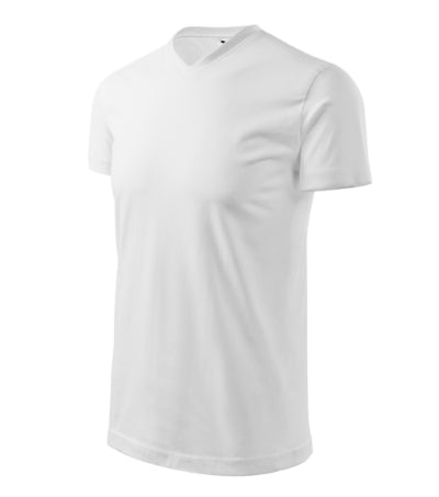 MALFINI HEAVY V-NECK Unisex T-shirt in white - promotional clothing printed with your company logo