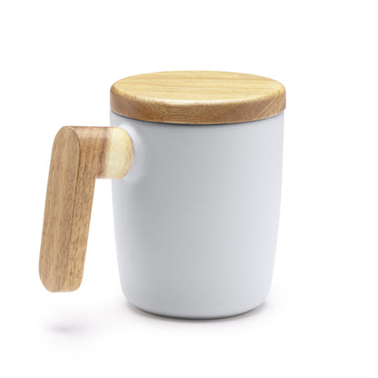Stamina LOVET Ceramic and bamboo mug 350 ml in white - promotional merchandise printed with your company logo