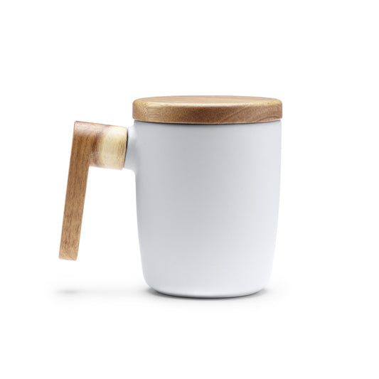 Stamina LOVET Ceramic and bamboo mug 350 ml in white - promotional merchandise printed with your company logo