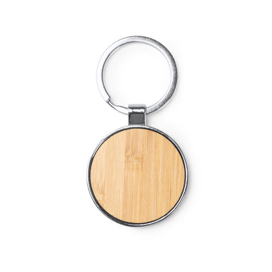 Stamina KARBY Bamboo and metal keyring in round - promotional merchandise printed with your company logo