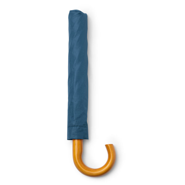 Stamina KODIAK RPET and wood umbrella in navy blue - promotional merchandise printed with your company logo