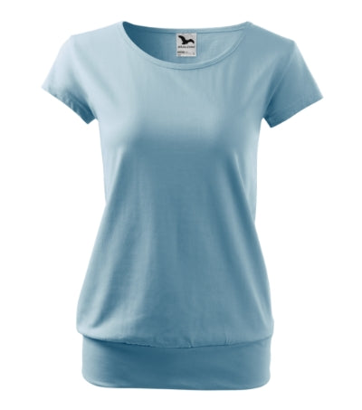MALFINI CITY Women's T-shirt in sky blue - promotional clothing printed with your company logo