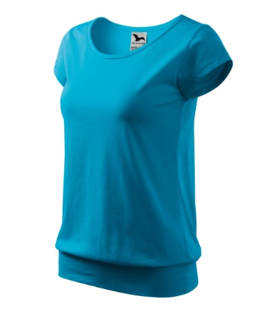 MALFINI CITY Women's T-shirt in blue atoll - promotional clothing printed with your company logo