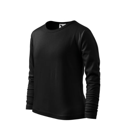 MALFINI FIT-T LS Kids' T-shirt in black - promotional clothing printed with your company logo