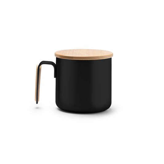 Stamina RIMOR Recycled stainless steel and mug 350 ml in black - promotional merchandise printed with your company logo