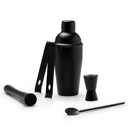 Stamina PISCO Stainless steel cocktail set in black - promotional merchandise printed with your company logo