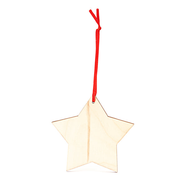 Stamina JINGLE Wood and polyester christmas decoration in star - promotional merchandise printed with your company logo