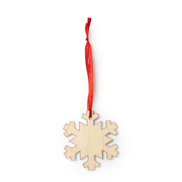 Stamina JINGLE Wood and polyester christmas decoration in snowflake - promotional merchandise printed with your company logo