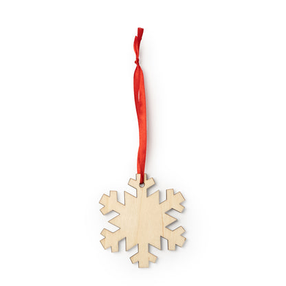 Stamina JINGLE Wood and polyester christmas decoration in snowflake - promotional merchandise printed with your company logo
