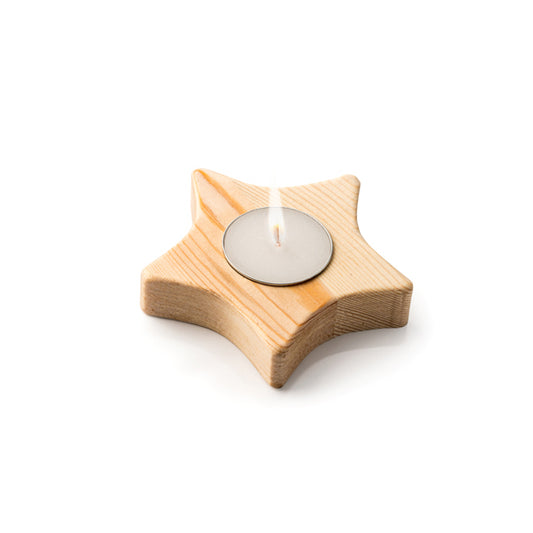 Stamina MAKA Candle with a wooden recipient in star - promotional merchandise printed with your company logo