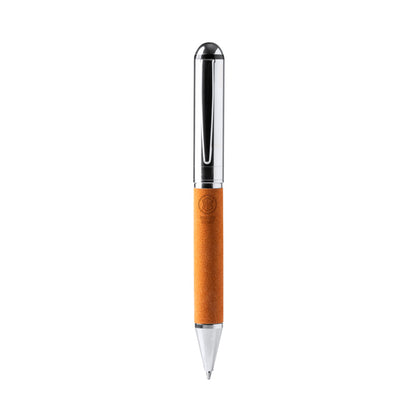 Stamina ROMIL Metal and recycled leather ball pen in beige - promotional merchandise printed with your company logo
