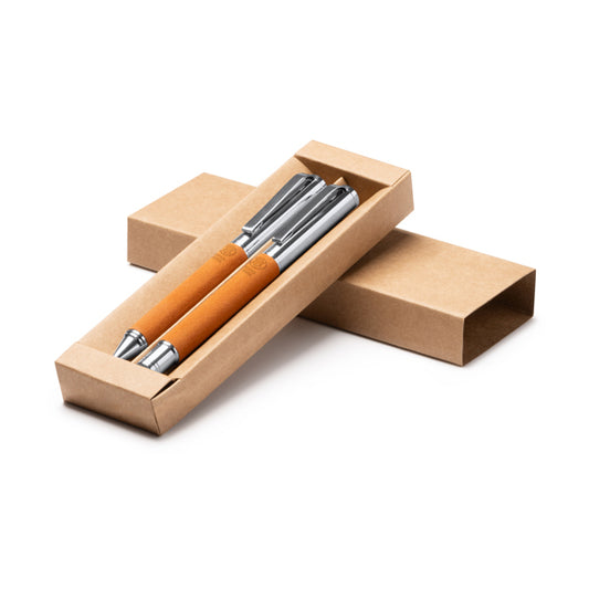 Stamina TOMBOL Recycled leather writing set in beige - promotional merchandise printed with your company logo