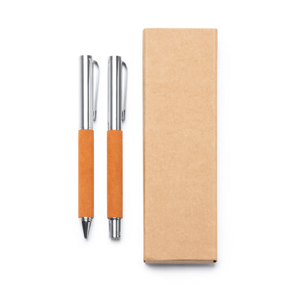 Stamina TOMBOL Recycled leather writing set in beige - promotional merchandise printed with your company logo