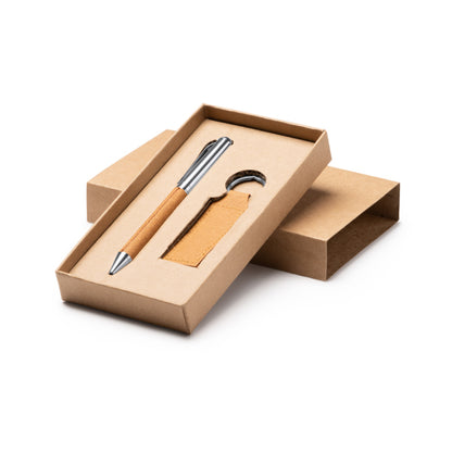 Stamina FEZ Recycled leather pen in beige - promotional merchandise printed with your company logo