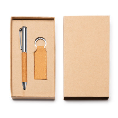 Stamina FEZ Recycled leather pen in beige - promotional merchandise printed with your company logo