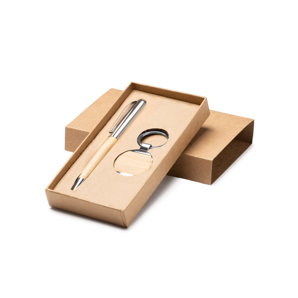 Stamina SET PAULOV Bamboo pen in beige - promotional merchandise printed with your company logo