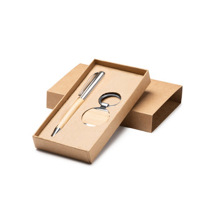 Stamina SET PAULOV Bamboo pen in beige - promotional merchandise printed with your company logo