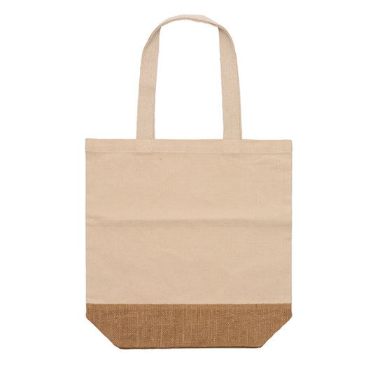 MENDES - Bolso de algodón reciclado de 330 g/m² y yute natural