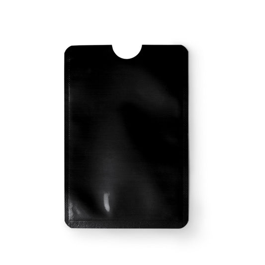 Stamina TRAVIS RFID card sleeve in aluminium finish in black - promotional merchandise printed with your company logo