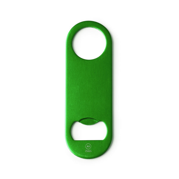Stamina DAVY Recycled aluminium bottle opener in fern green - promotional merchandise printed with your company logo