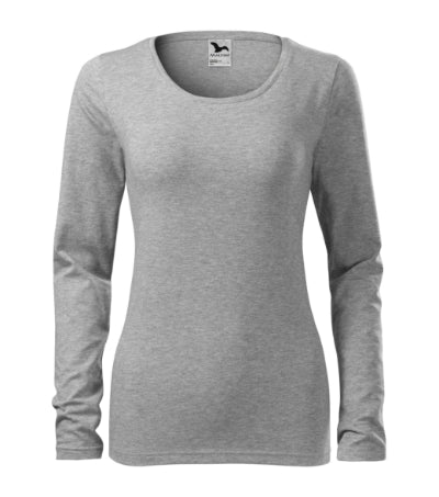 MALFINI SLIM Women's T-shirt in dark gray melange - promotional clothing printed with your company logo