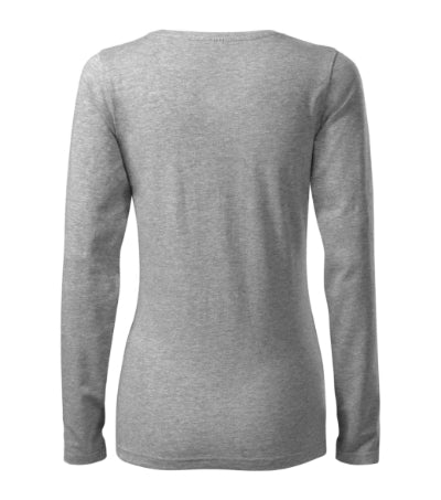 MALFINI SLIM Women's T-shirt in dark gray melange - promotional clothing printed with your company logo