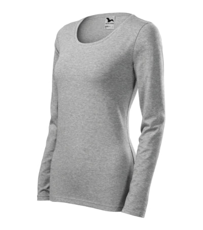 MALFINI SLIM Women's T-shirt in dark gray melange - promotional clothing printed with your company logo