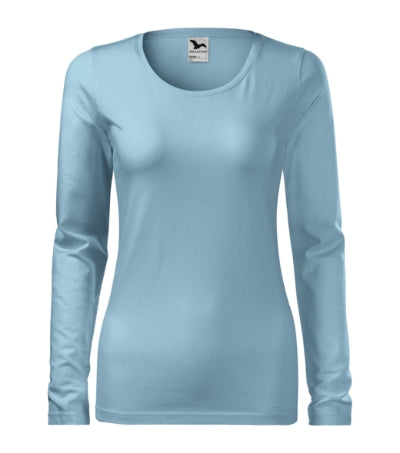 MALFINI SLIM Women's T-shirt in sky blue - promotional clothing printed with your company logo