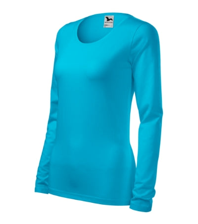 MALFINI SLIM Women's T-shirt in blue atoll - promotional clothing printed with your company logo