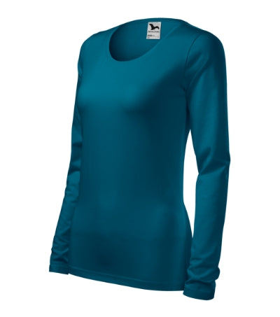 MALFINI SLIM Women's T-shirt in petrol blue - promotional clothing printed with your company logo