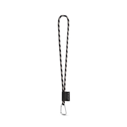 SET Lanyard NAUTIC Long (Ø 5 mm) with D-shape Carabiner 55 mm promotional lanyard in black/grey with custom logo branding