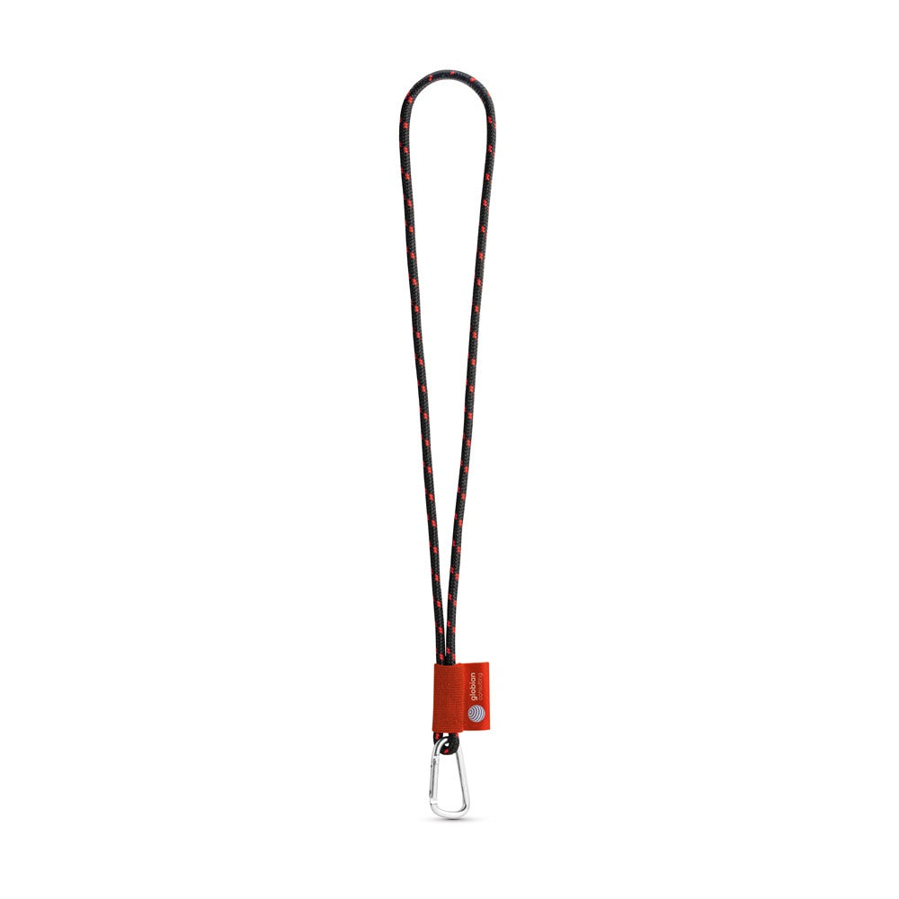 SET Lanyard NAUTIC Long (Ø 5 mm) with D-shape Carabiner 55 mm promotional lanyard in black/red with custom logo branding