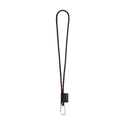 SET Lanyard NAUTIC Long (Ø 5 mm) with D-shape Carabiner 55 mm promotional lanyard in black/red with custom logo branding