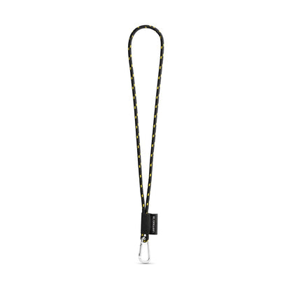 SET Lanyard NAUTIC Long (Ø 5 mm) with D-shape Carabiner 55 mm promotional lanyard in black/yellow with custom logo branding