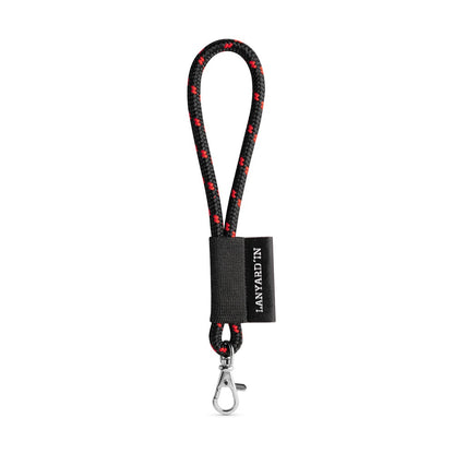 SET Lanyard NAUTIC Short (Ø 5 mm) with Hook Trigger Snap 9 mm promotional lanyard in black/red with custom logo branding