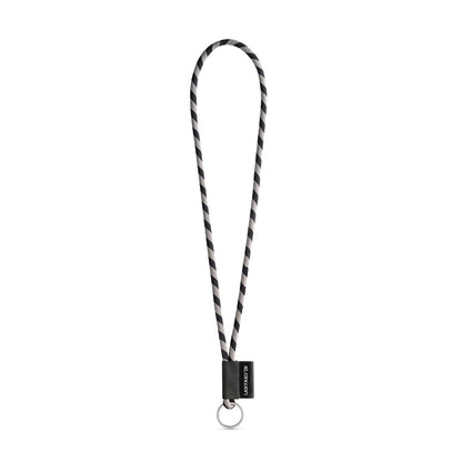 SET Lanyard NAUTIC Long (Ø 5 mm) with ring Ø 32 mm promotional lanyard in black/grey with custom logo branding