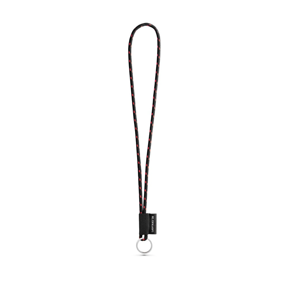 SET Lanyard NAUTIC Long (Ø 5 mm) with ring Ø 32 mm promotional lanyard in black/red with custom logo branding