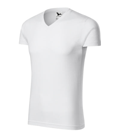 MALFINI SLIM FIT V-NECK Men's T-shirt in white - promotional clothing printed with your company logo