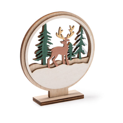Stamina ZIKOS Christmas decoration made of wood in beige - promotional merchandise printed with your company logo
