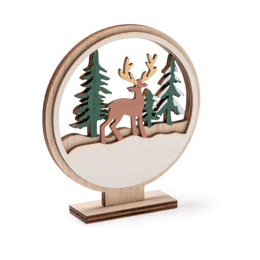 Stamina ZIKOS Christmas decoration made of wood in beige - promotional merchandise printed with your company logo