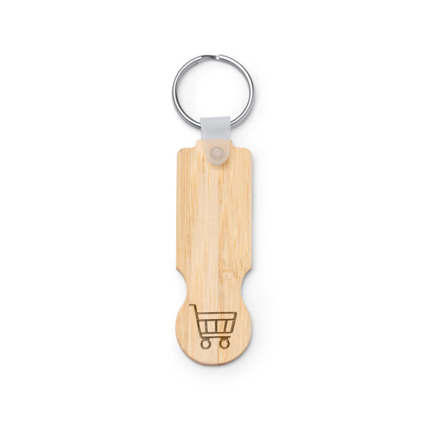 Stamina NOKEL Bamboo keyring in beige - promotional merchandise printed with your company logo