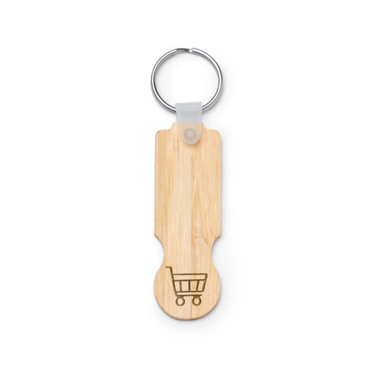 Stamina NOKEL Bamboo keyring in beige - promotional merchandise printed with your company logo