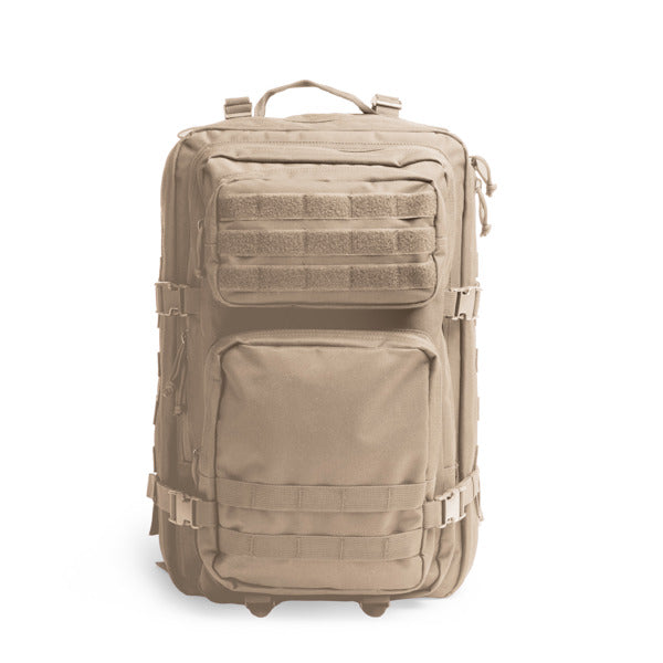 Stamina MALONY 600D polyester backpack in sand - promotional merchandise printed with your company logo