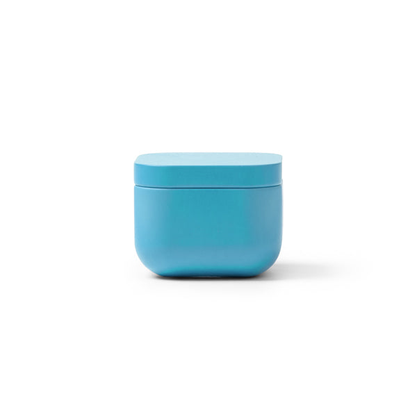 Stamina TRINI A square metal candle in light royal - promotional merchandise printed with your company logo