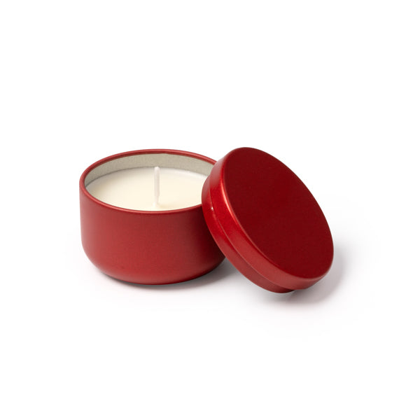 Stamina GENTO A round metal candle in silver - promotional merchandise printed with your company logo