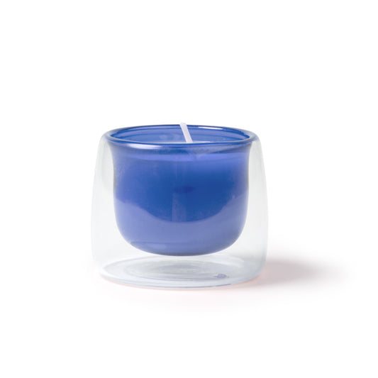 Stamina FLORA Glass candle in royal blue - promotional merchandise printed with your company logo