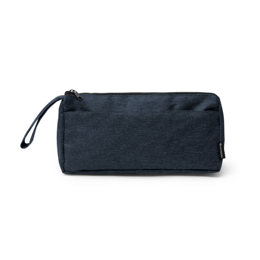Stamina YULIA 300D RPET toiletry bag in heather denim - promotional merchandise printed with your company logo