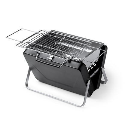 Stamina RULOT Stainless steel portable barbecue in black - promotional merchandise printed with your company logo
