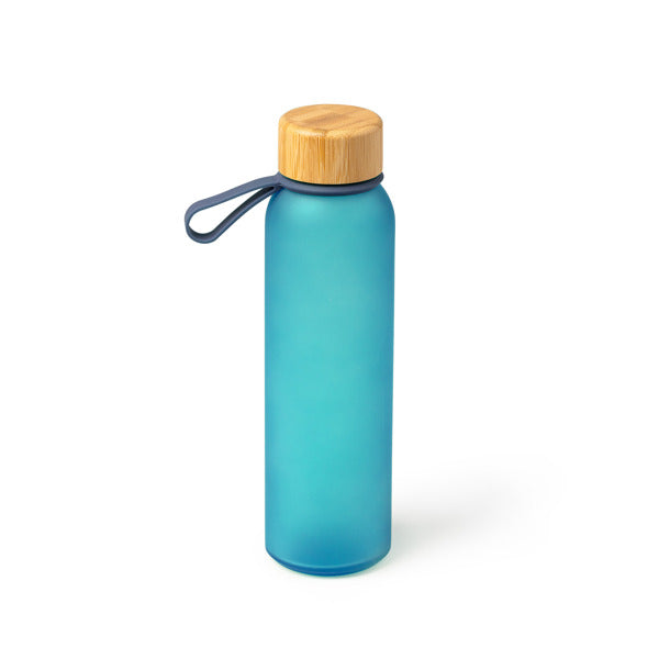 Stamina VOZNAN Recycled glass and bamboo bottle 500 ml in white - promotional merchandise printed with your company logo